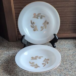 Vintage Federal Glass Soup Bowls Golden Meadow Set of 2